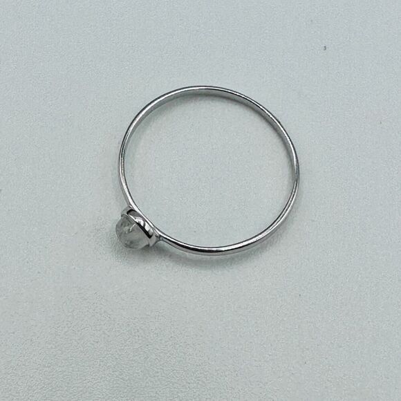 Moonstone Minimalist Dainty Sterling Silver Ring, Stacking Ring - Picture 5 of 6